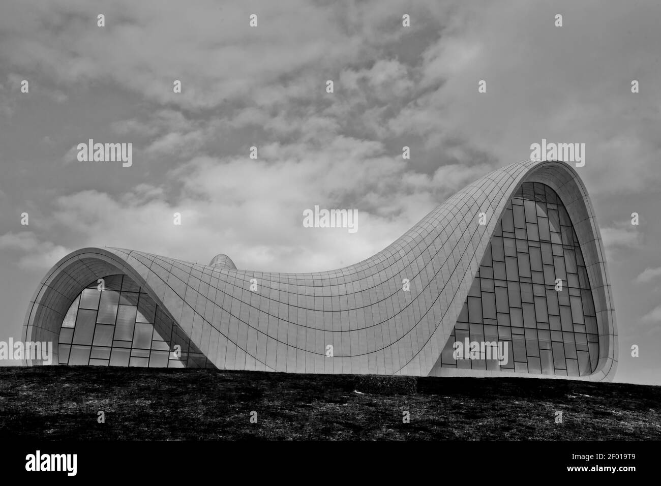 BAKU, AZERBAIJAN - 22.02.2021: Heydar Aliyev center, famous architectural landmark building in Baku by Zaha Hadid . Modern cultural center, which beca Stock Photo