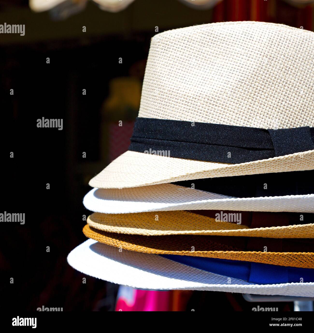 Old panama hat in the background Stock Photo