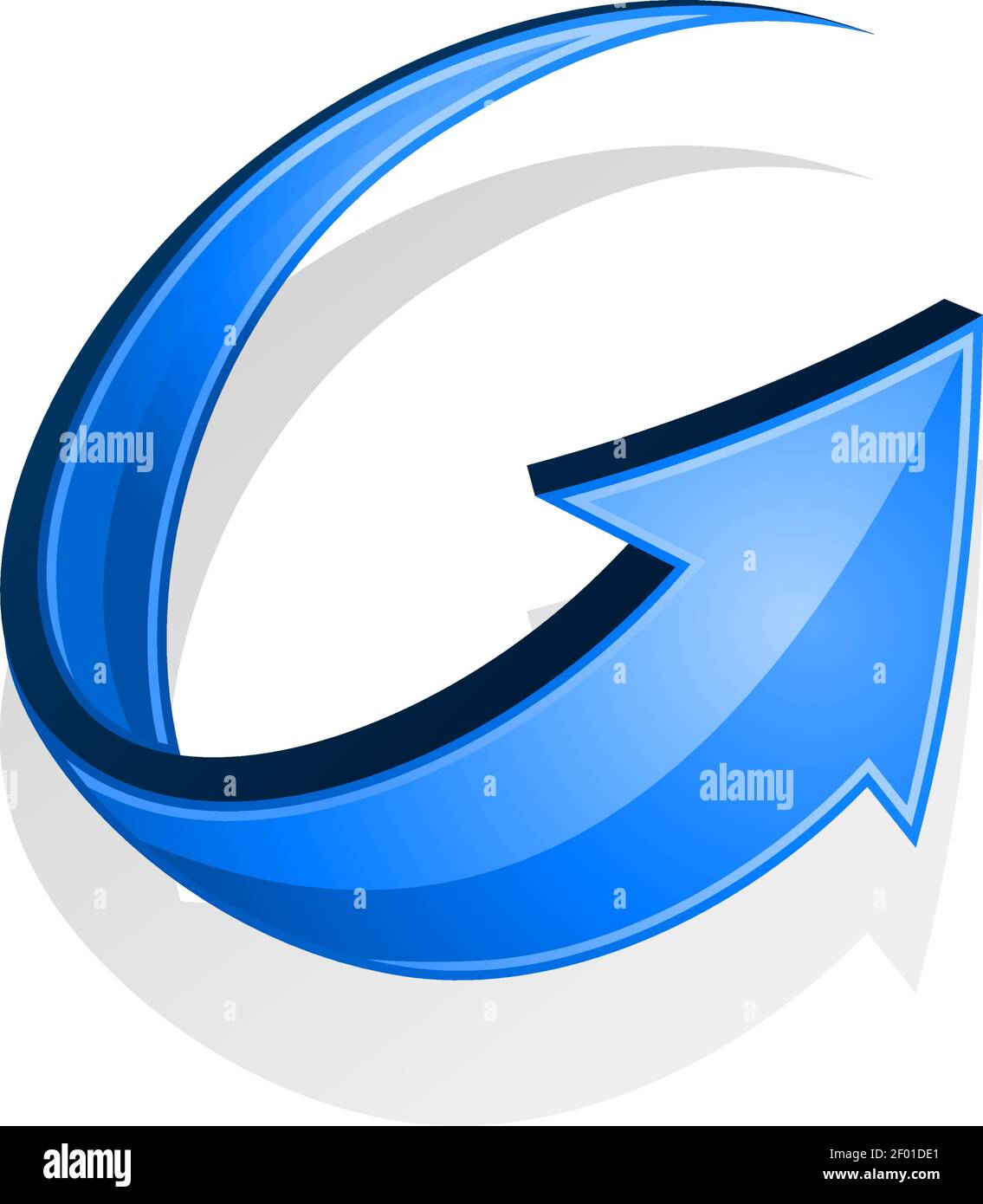 Blue arrow pointing down isolated download symbol. Vector direction pointer, way indicator Stock Vector