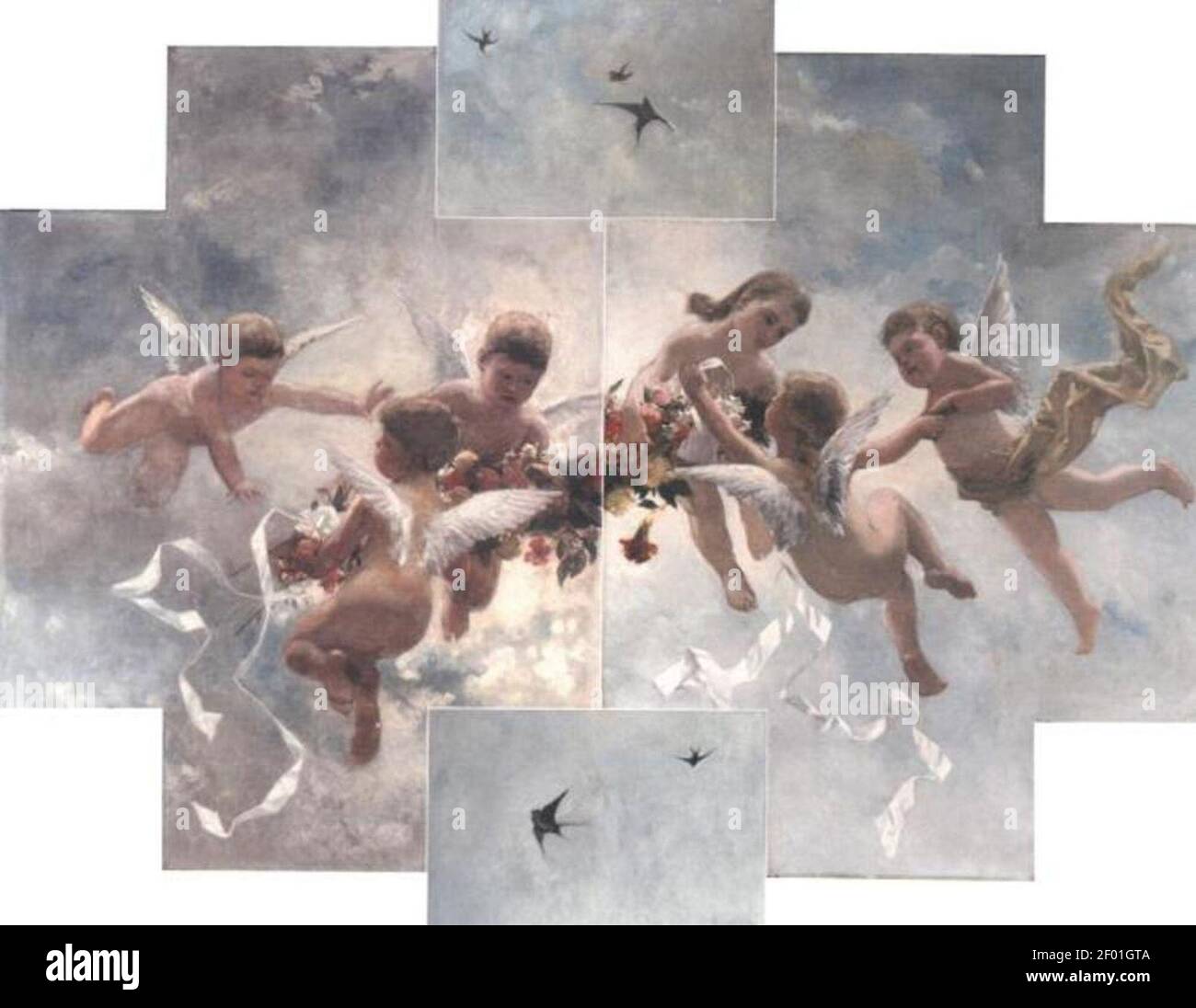 Annoteren band talent Piet Mondriaan - Plafondschildering met putti en vogels Stock Photo - Alamy