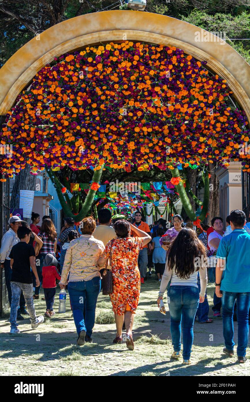 COMIT, MEXICO - Nov 01, 2019: Day of the dead in a cemetery of Comitan, Chiapas, Mexico. Stock Photo