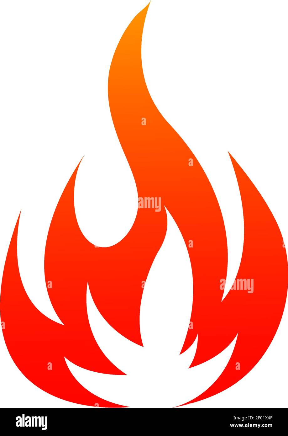 Fire with sparks isolated icon. Vector blazing burning flames, bonfire ...
