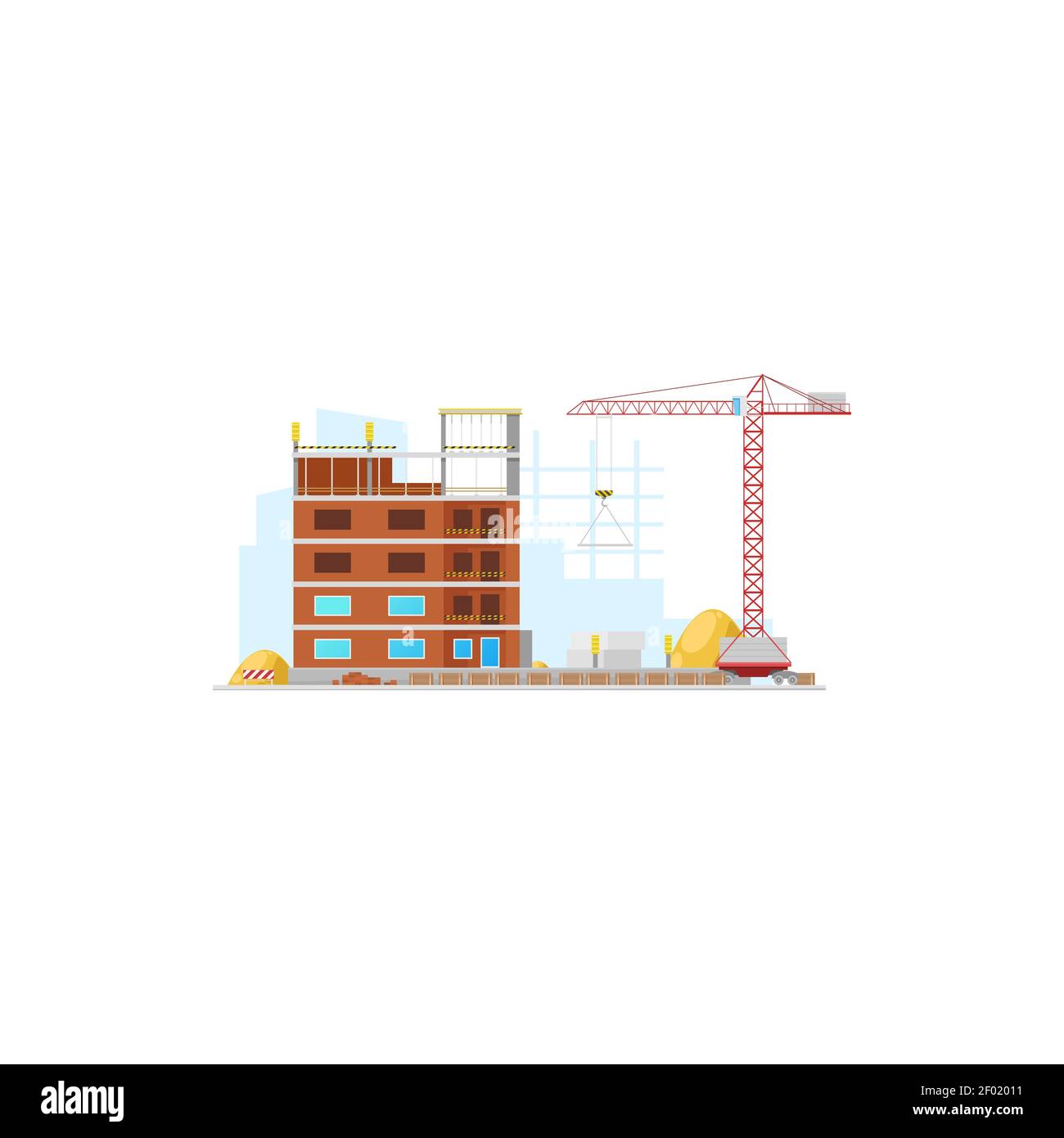 Architecture build process isolated house building icon. Vector working