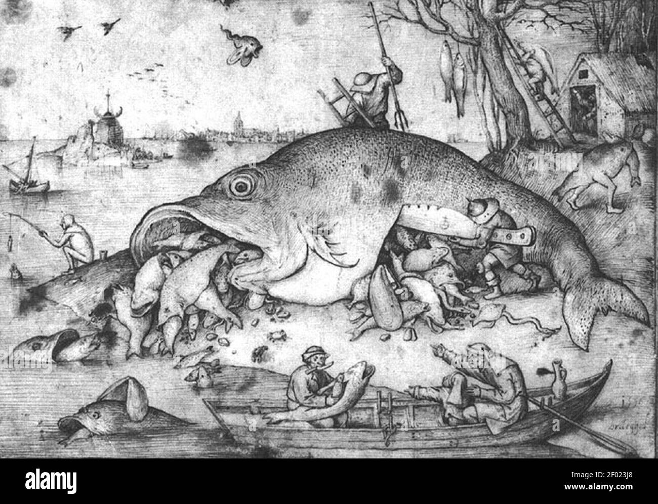 Pieter Bruegel the Elder- Big Fish Eat Little Fish. Stock Photo