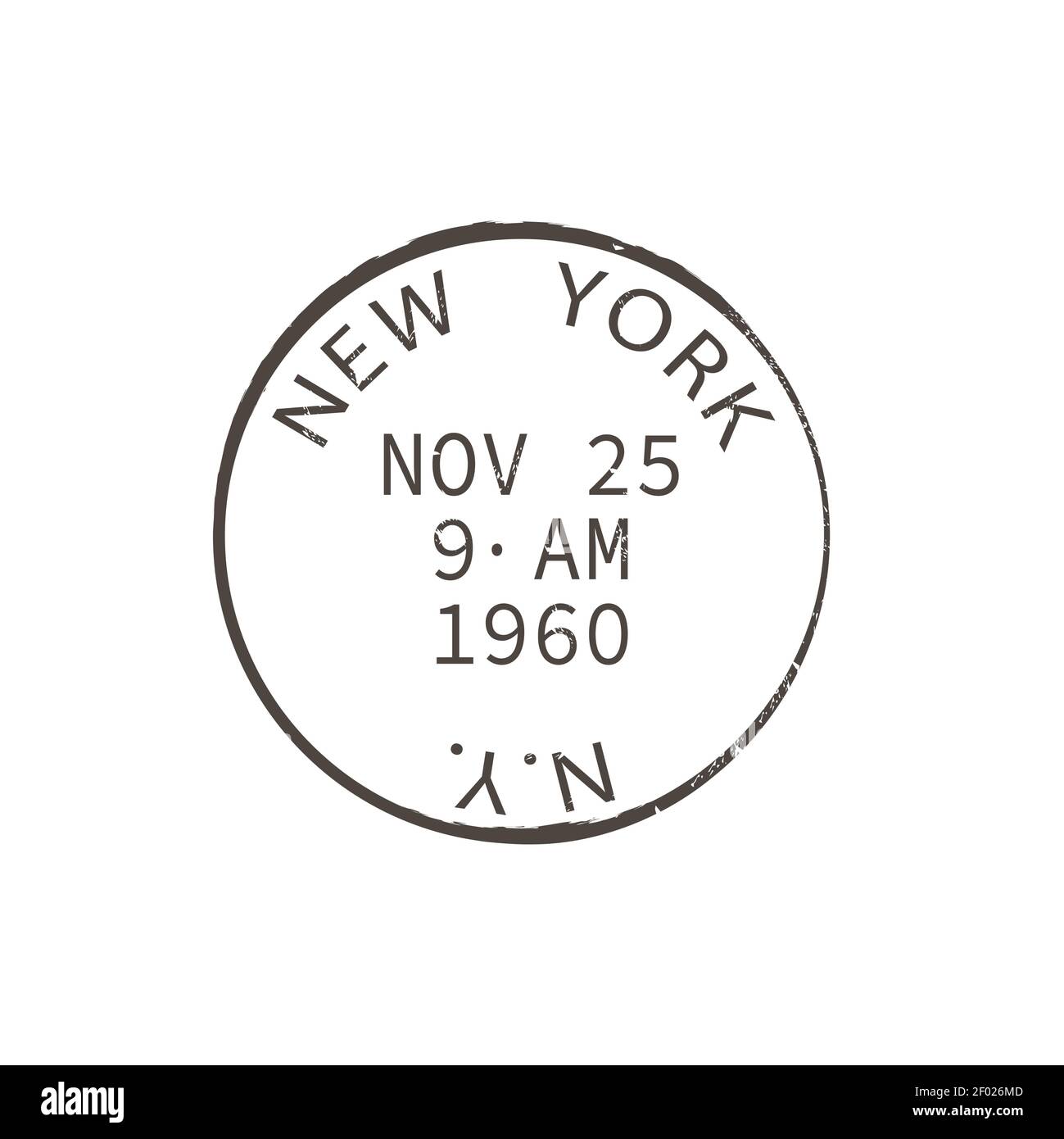 New York post stamp isolated round postmark. Vector NY city post office sign, american correspondence express delivery insignia. US international mail Stock Vector