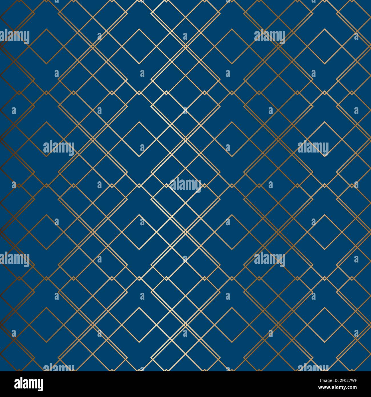 Abstract vector geometric seamless golden pattern. Blue background ...