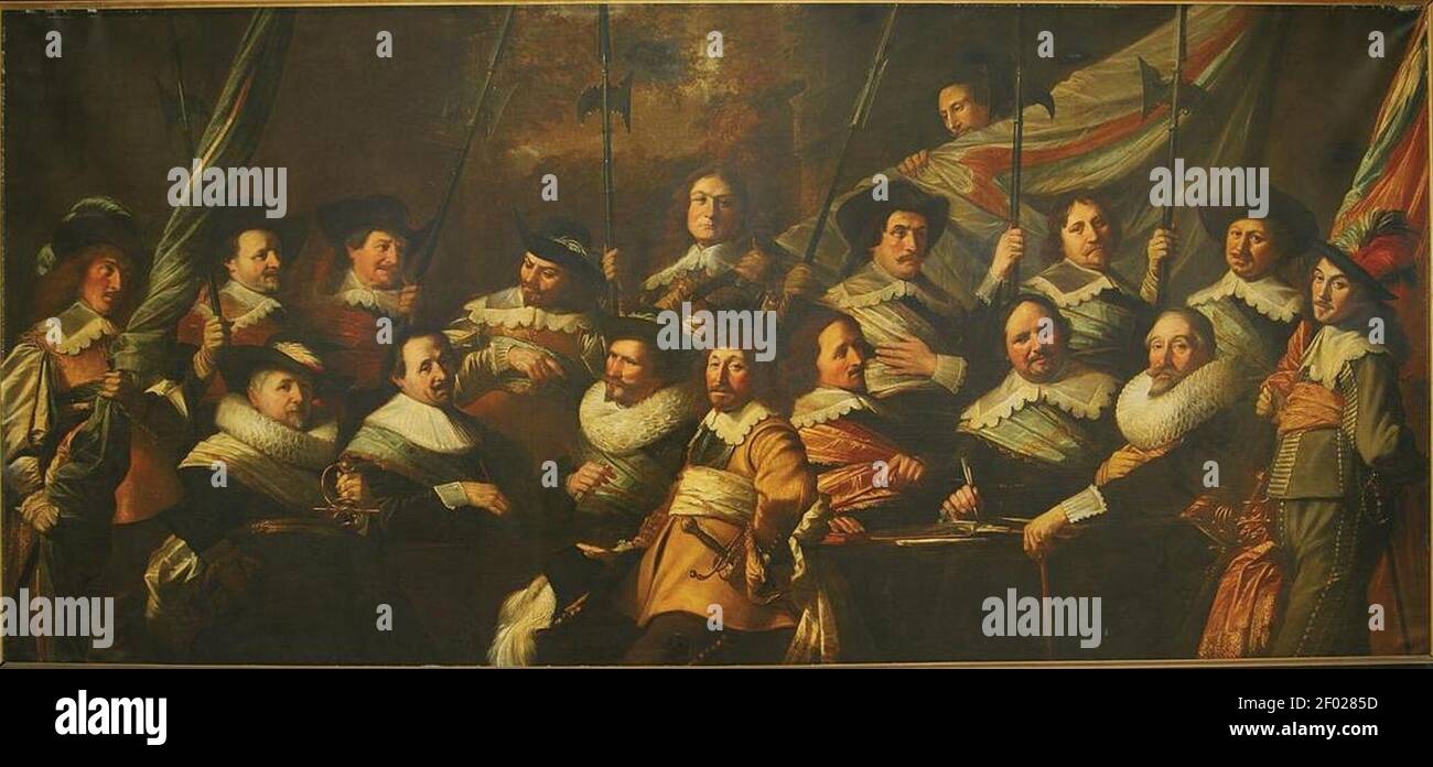 Pieter Claesz. Soutman - Maaltijd van het korporalschap van de St. Jorisdoelen 1644. Stock Photo
