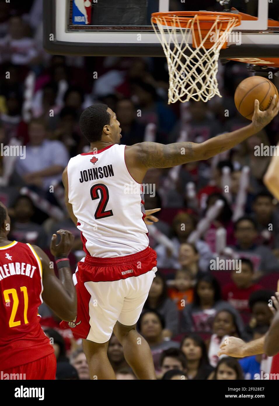 James Johnson (2) of the Toronto Raptors lays in a shot against the ...