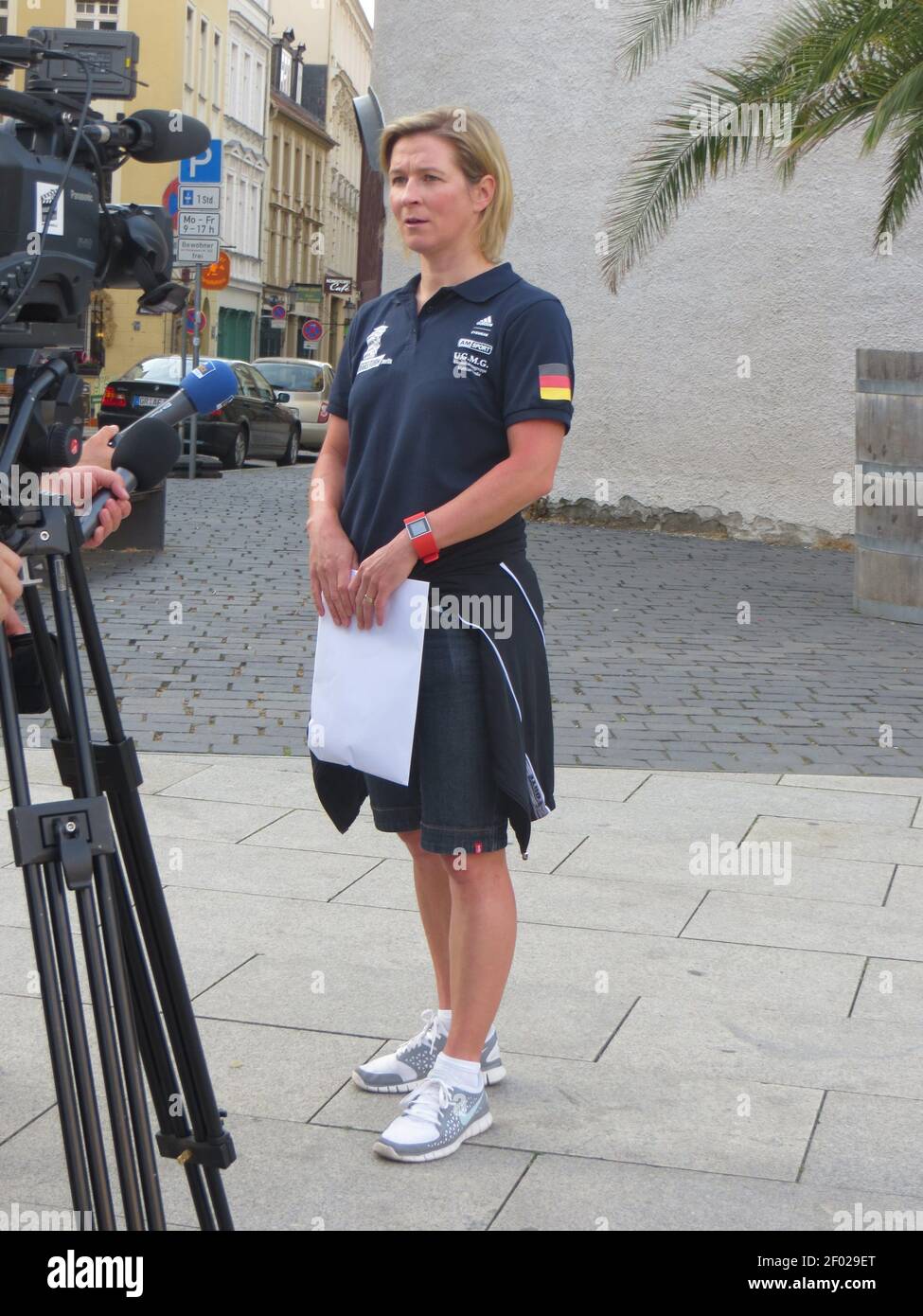 Claudia Pechstein beim EuropaMarathon in Görlitz am 05.06.2016 Stock