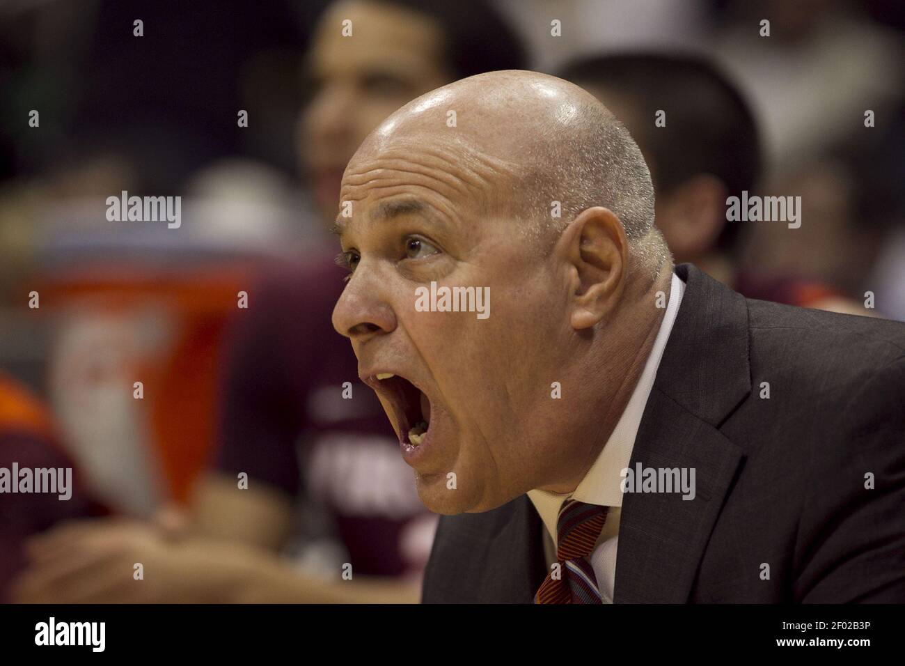 Virginia Tech head coach Seth Greenberg yells at his team during the  opening minutes of play against Clemson during the ACC Men's Basketball  Tournament at Philips Arena in Atlanta, Georgia, Thursday, March