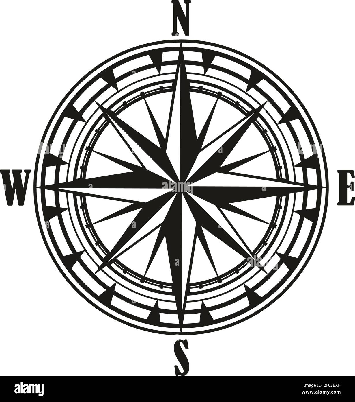 Vector Compass Rose with North, South, East and West Indicated Stock Vector  - Illustration of marine, navigation: 148818570