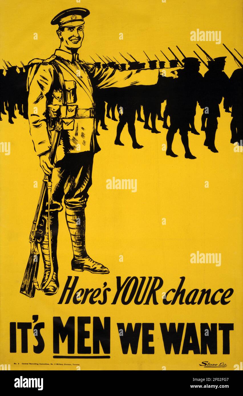 Here's Your Chance. It's men we want! Army poster or ad. Stock Photo