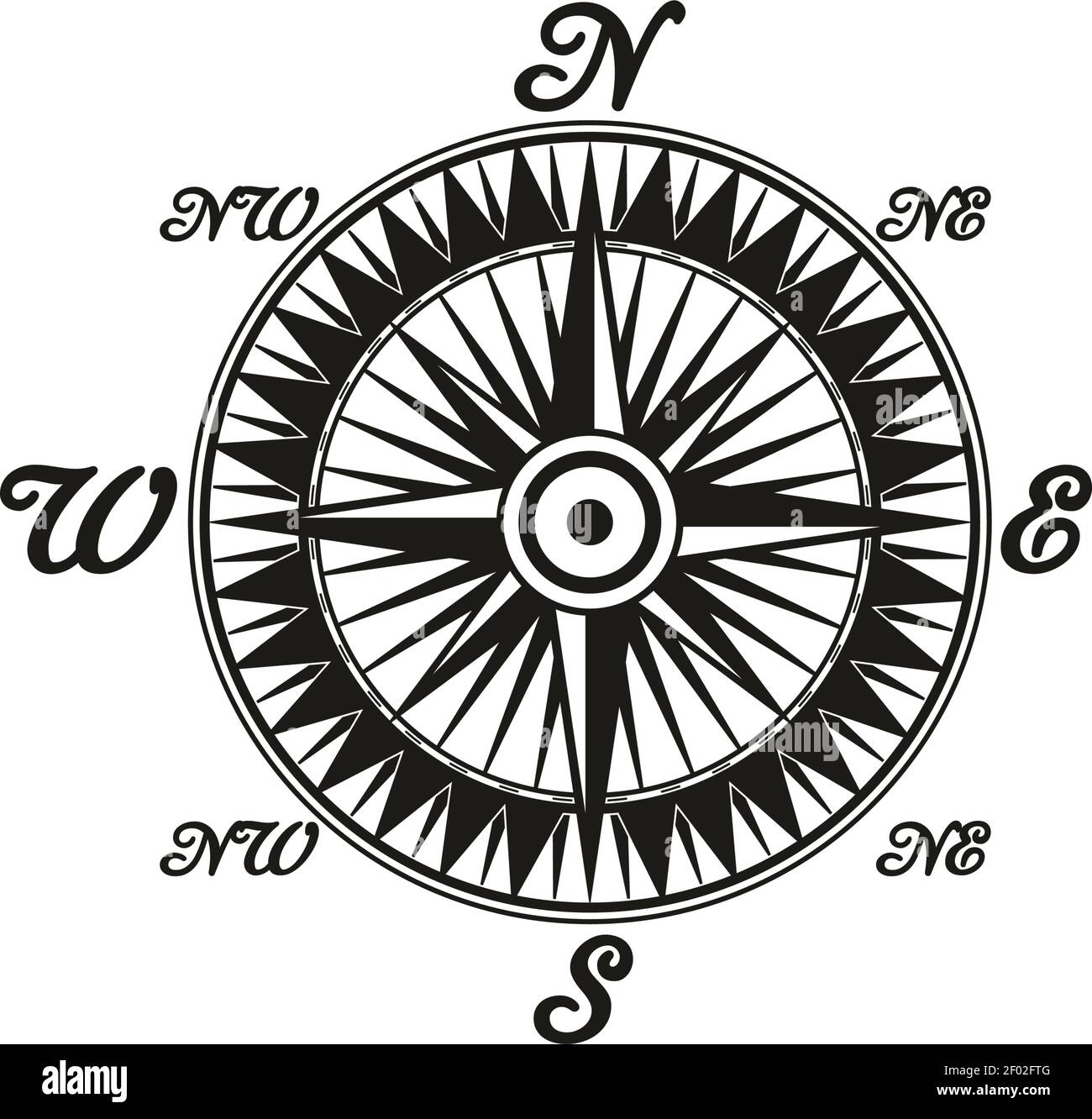 Compass Rose Showing Directions North South East And West Vector