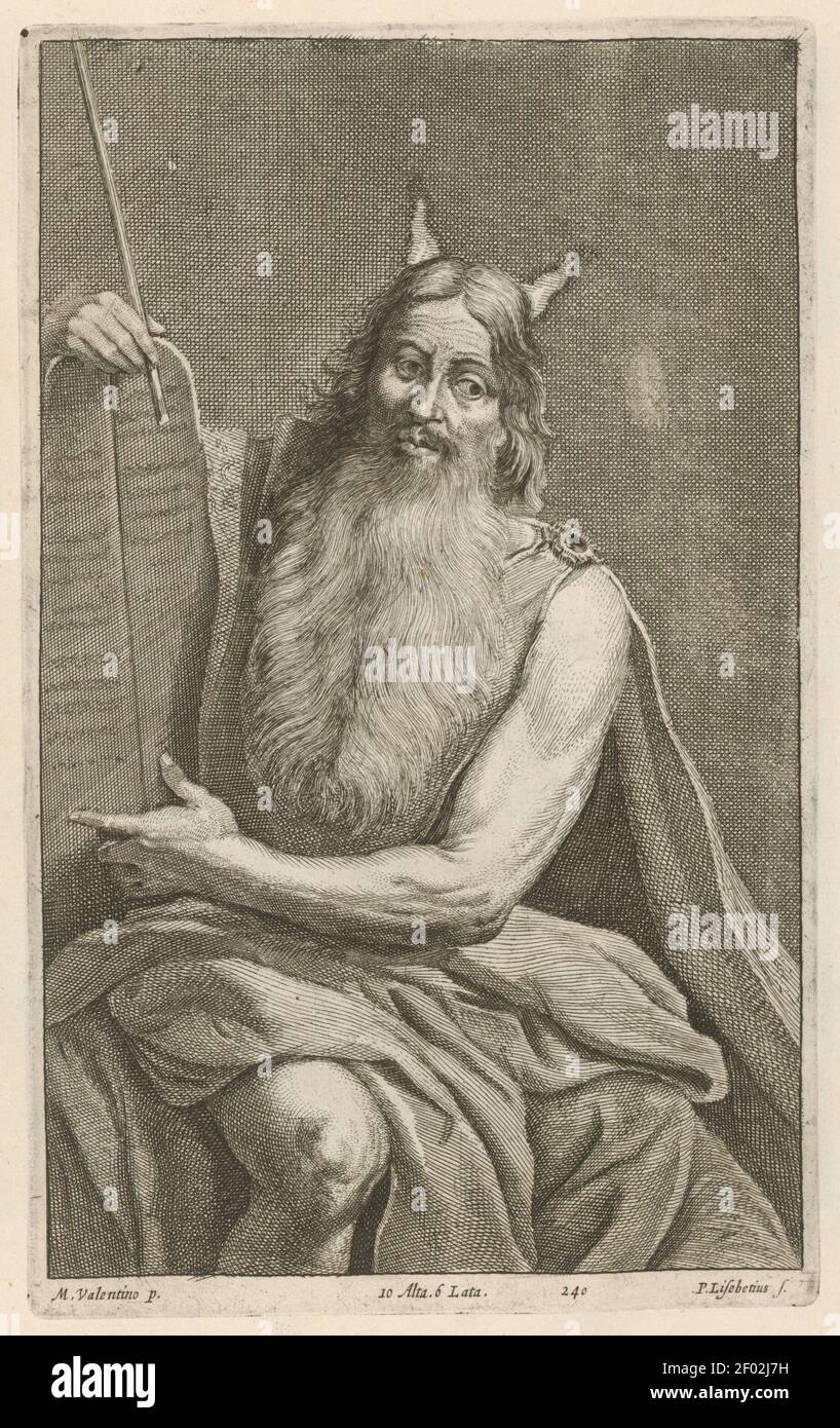 Pieter Lisebetten - Horned Moses and the Tablets of the Law SVK-SNG.G 11965-241. Stock Photo