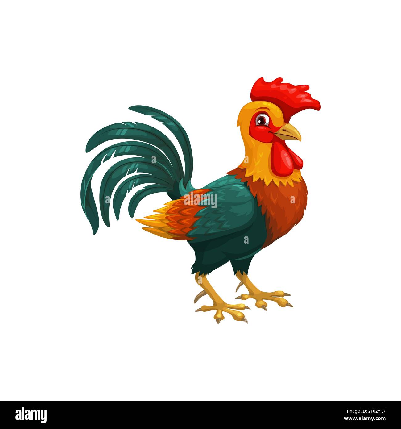 Cartoon rooster chinese horoscope animal, cock china zodiac or mascot