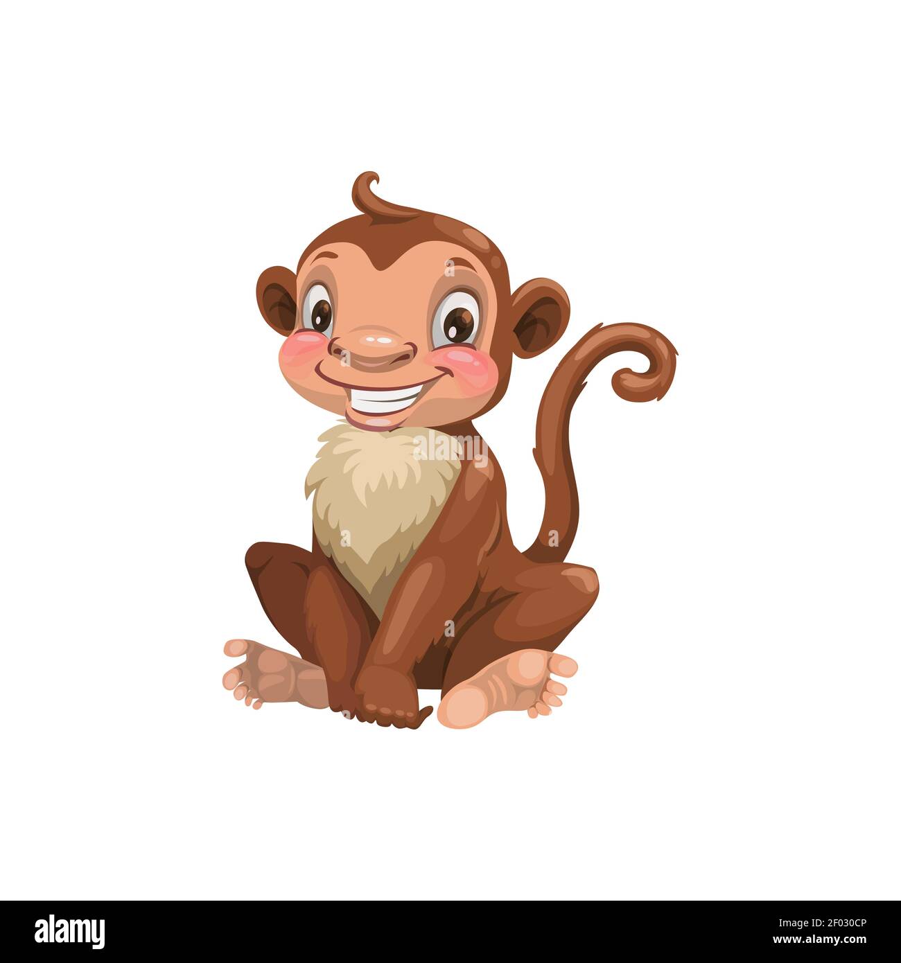 Cartoon monkey chinese horoscope symbol, ape isolated china lunar new