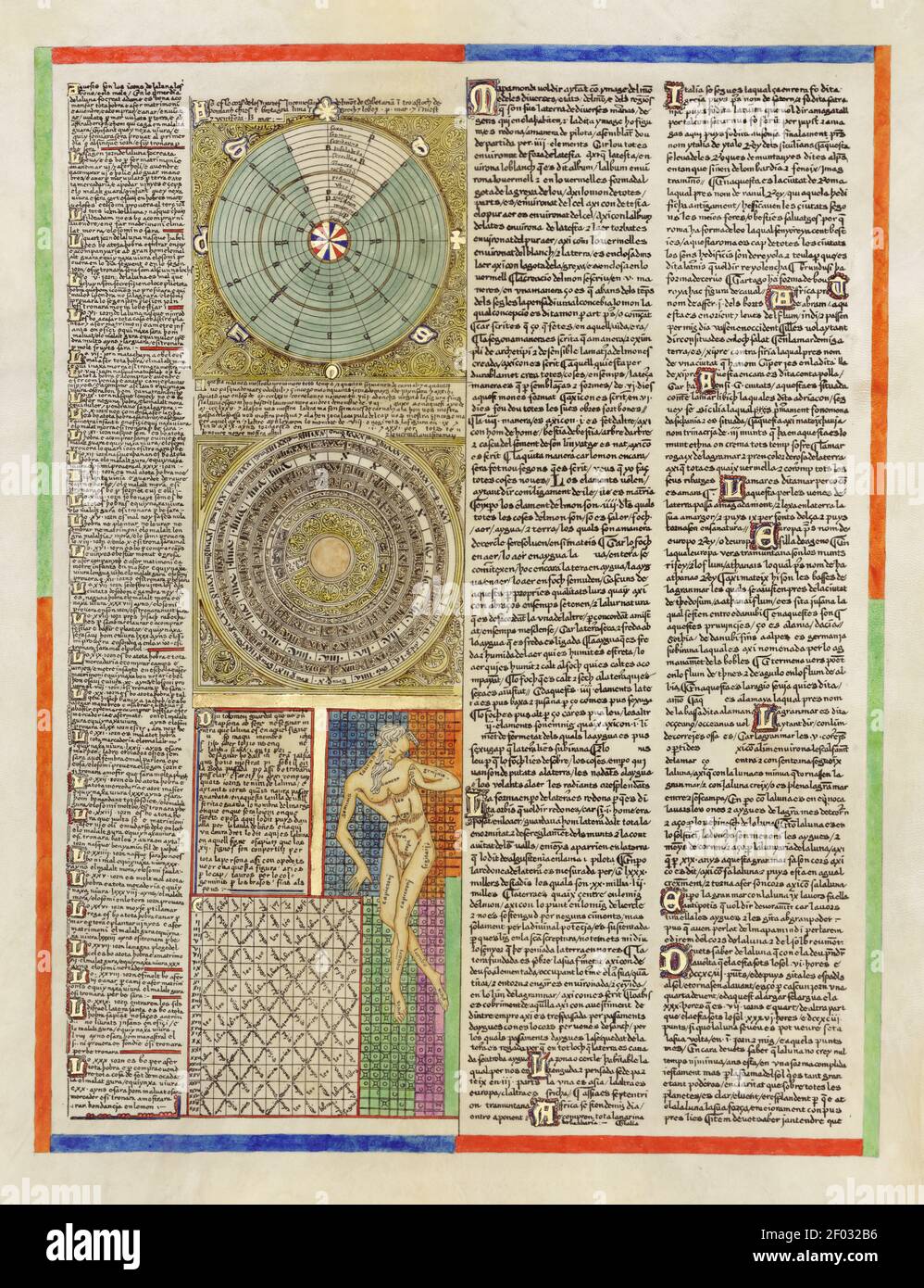 Taken from an ancient Spanish Atlas. Illustrations and charts. Very high resolution. Stock Photo