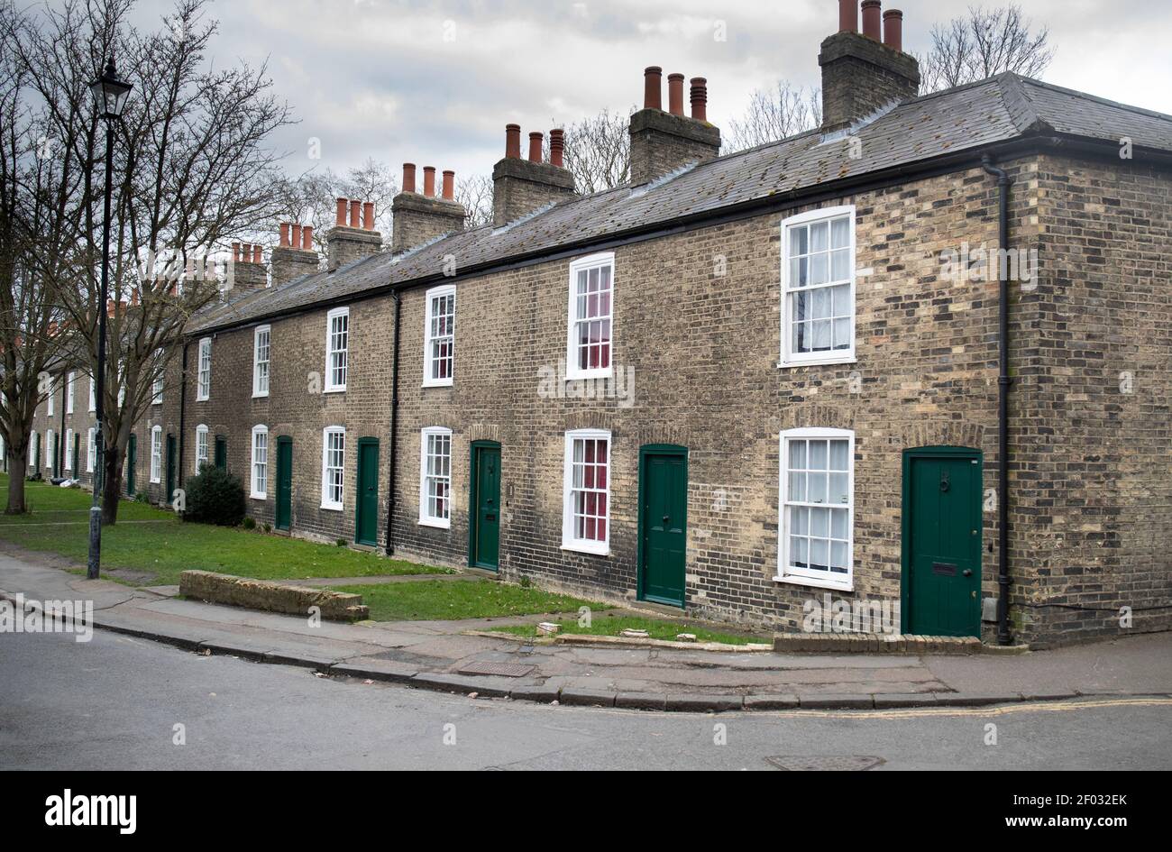 Terraced cottages in Cambridge, near Jesus Green Lower park Street. Stock Photo