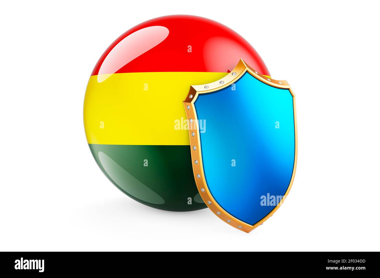 Bolivian flag with shield. Protect of Bolivia concept, 3D rendering ...