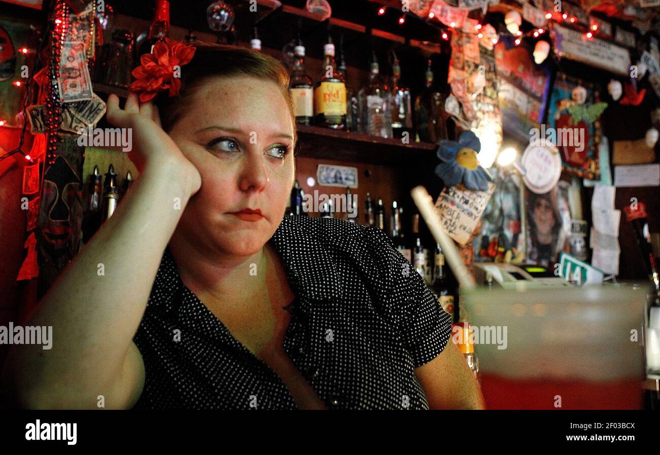 Carmen Mills, a bartender at the Apple Barrel, deep in the Marigny