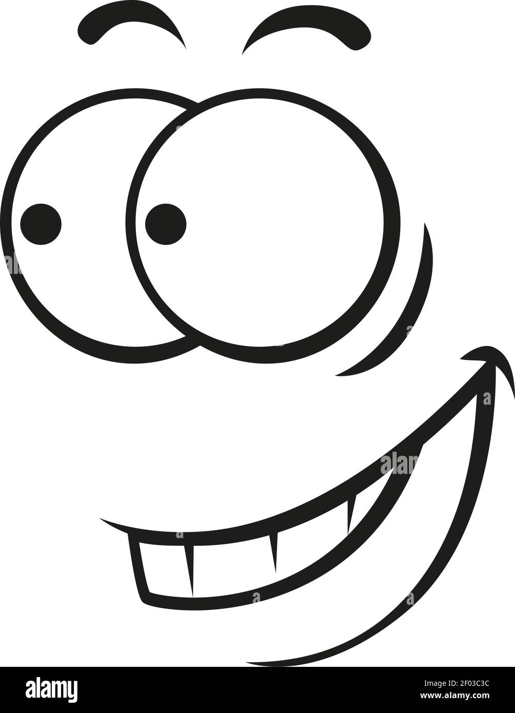 Happy smiley, isolate smiling grimace side view. Vector comic