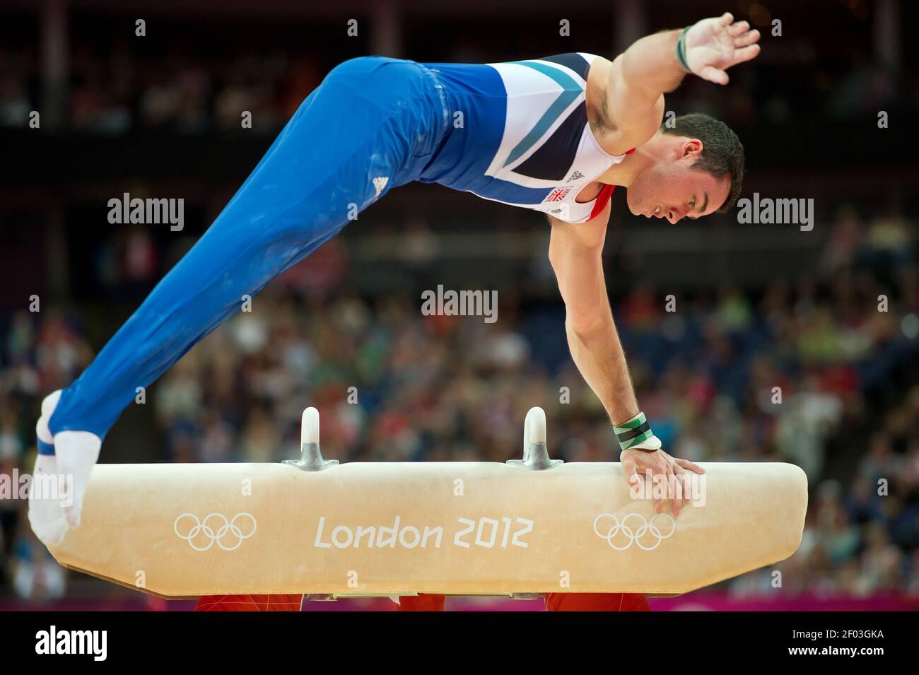 Great Britain S Kristian Thomas Dismounted From The Pommel Horse During Men S Team Gymnastics Preliminaries Competition At North Greenwich Arena During The 12 Summer Olympic Games In London England Saturday July 28 12 Great Britain S Kristian Thomas Dismounted From The Pommel Horse During Men S Team Gymnastics Preliminaries Competition At North Greenwich Arena During The 12 Summer Olympic Games In London England Saturday July 28 12