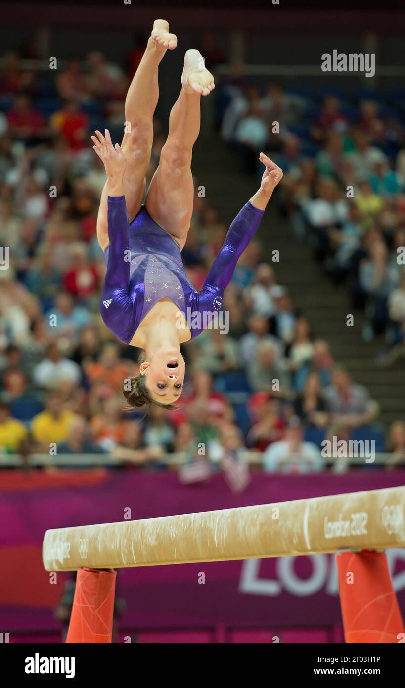 Jordyn Wieber Of The United States Flipped In The Air During The Balance Beam Apparatus In The Women S Team Gymnastics Preliminary Competition At North Greenwich Arena During The 12 Summer Olympic Games