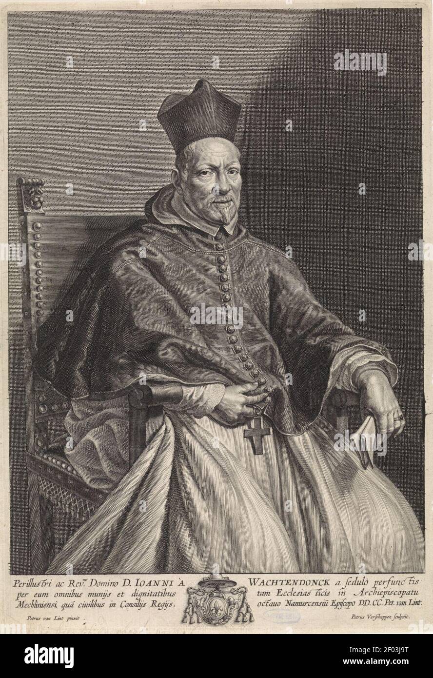 Pieter van Lint, Pieter van Schuppen - Portrait of bishop Johannes Wachtendonck. Stock Photo