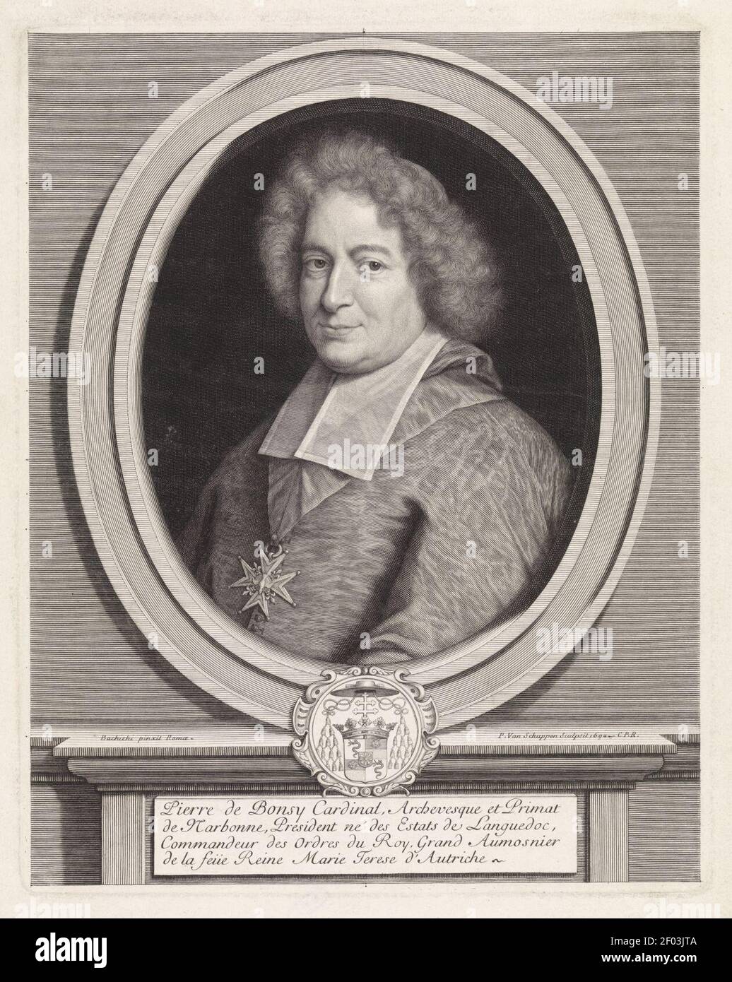 Pieter van Schuppen - Portrait of Pierre de Bonzi. Stock Photo