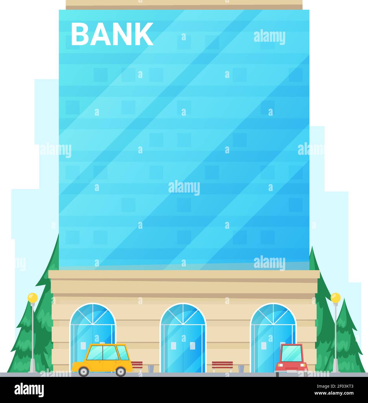 Bank exterior isolated multi-storey building. Vector city banking house ...