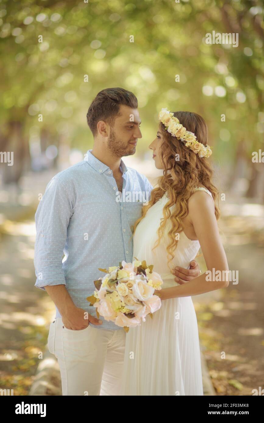 Casual wedding bride and cheap groom