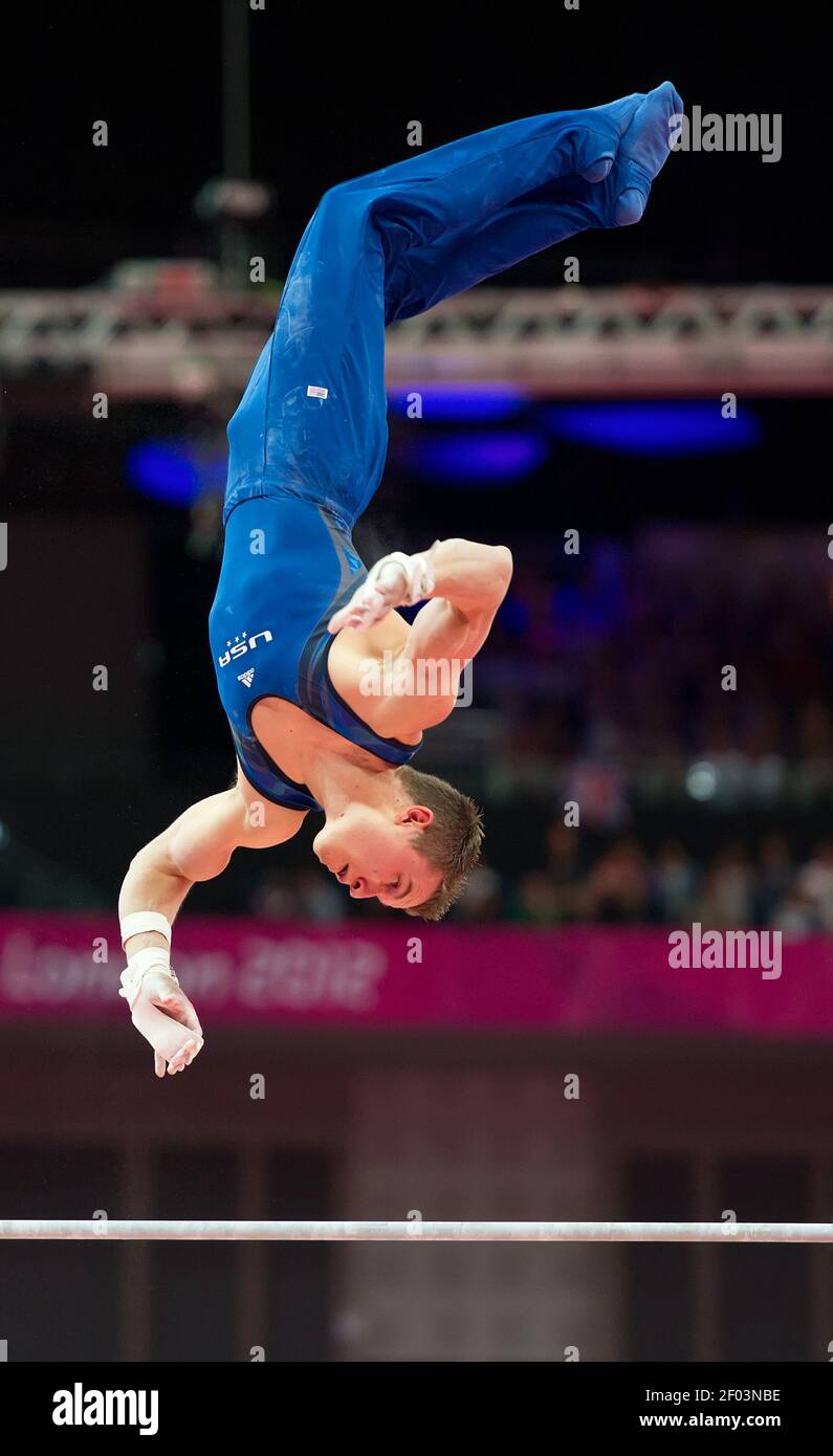 Jonathan Horton Of The United States Performed On The High Bar Apparatus During Men S Team Gymnastics Preliminary Rounds At North Greenwich Arena During The 12 Summer Olympic Games In London England Saturday