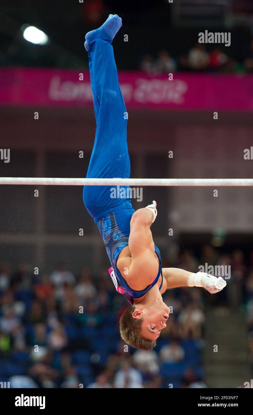 Samuel Mikulak Of The United States Dismounted From The High Bar Apparatus During Men S Team Gymnastics Preliminary Rounds At North Greenwich Arena During The 12 Summer Olympic Games In London England Saturday Samuel Mikulak Of The United States Dismounted From The High Bar Apparatus During Men S Team Gymnastics Preliminary Rounds At North Greenwich Arena During The 12 Summer Olympic Games In London England Saturday