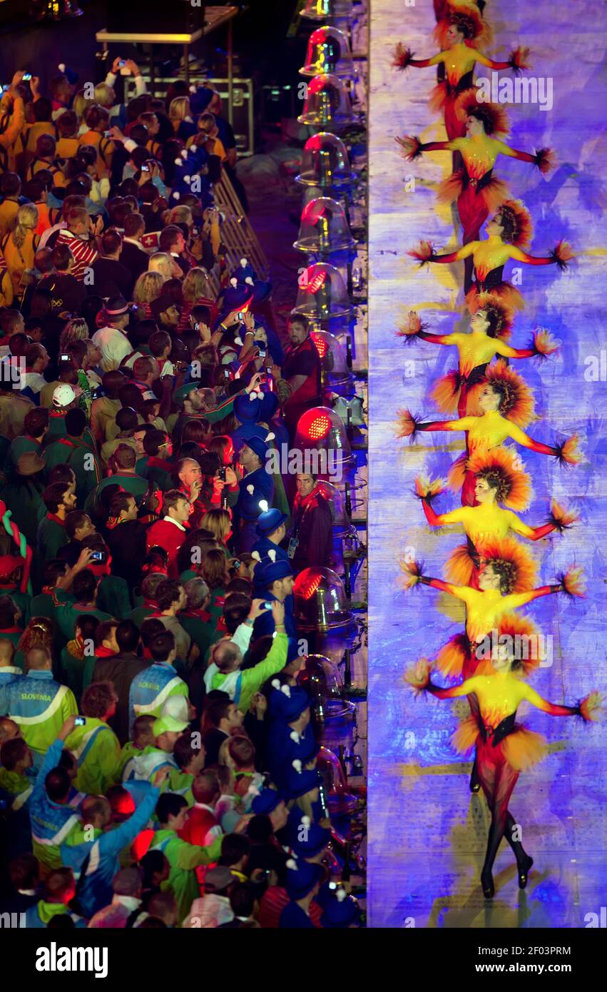 Dancers performed in front of the Olympic athletes during the Closing ...