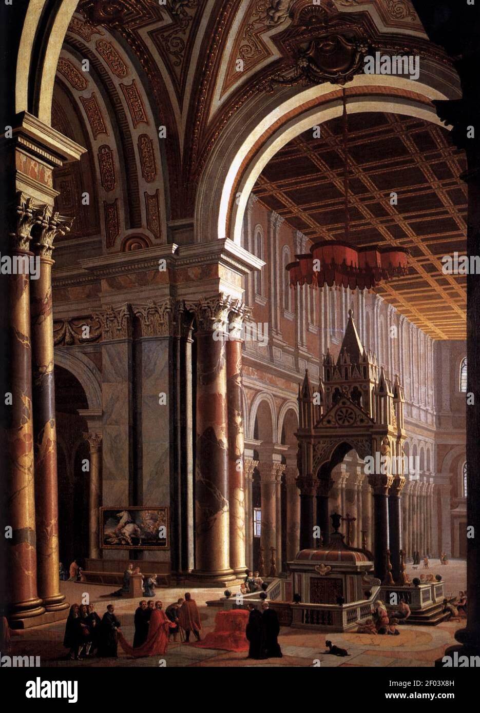 Pietro Francesco Garola - Interior of the Basilica of San Paolo in Rome Stock Photo