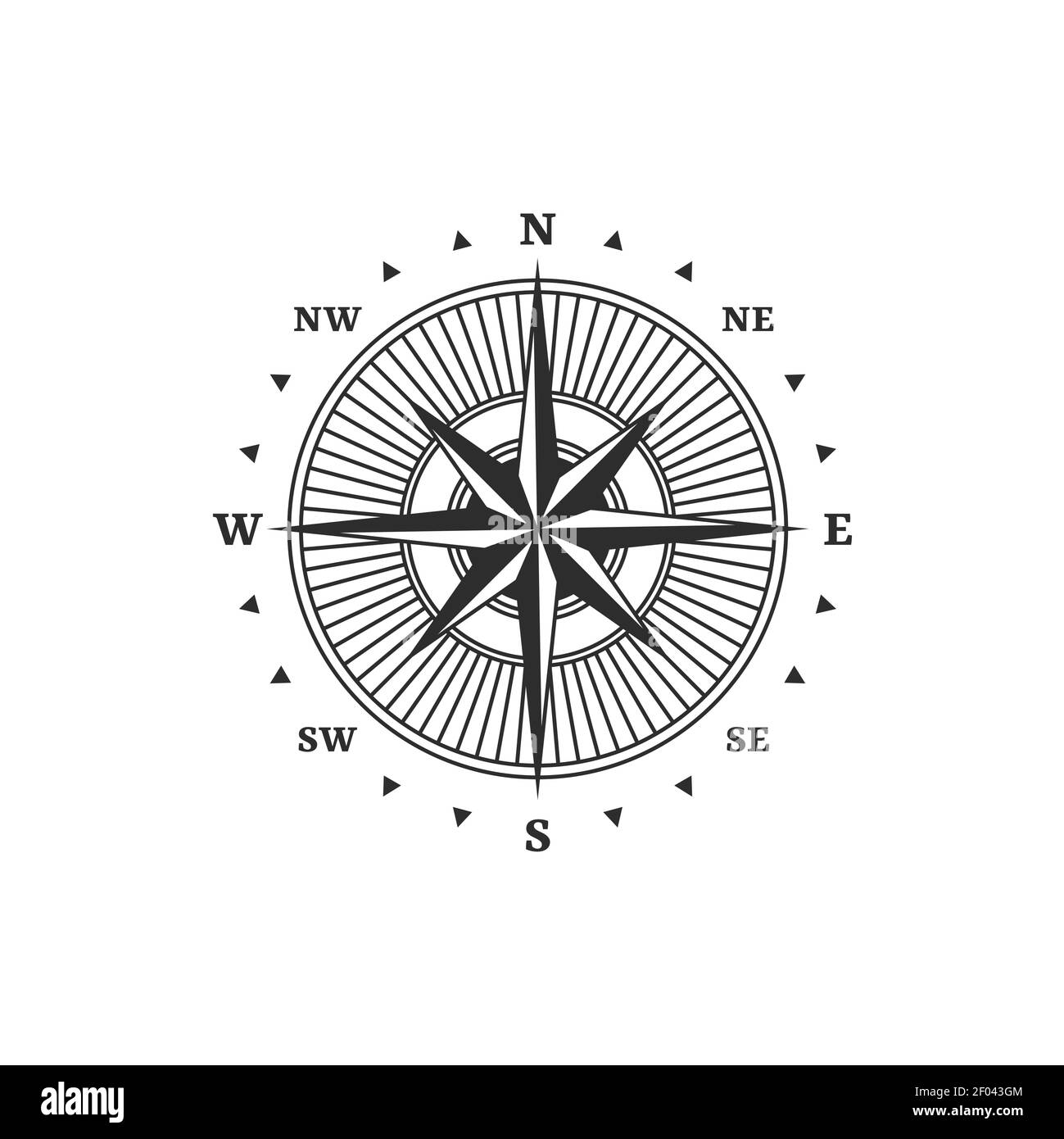 Nautical compass isolated vintage wind or rose. Vector maritime ...