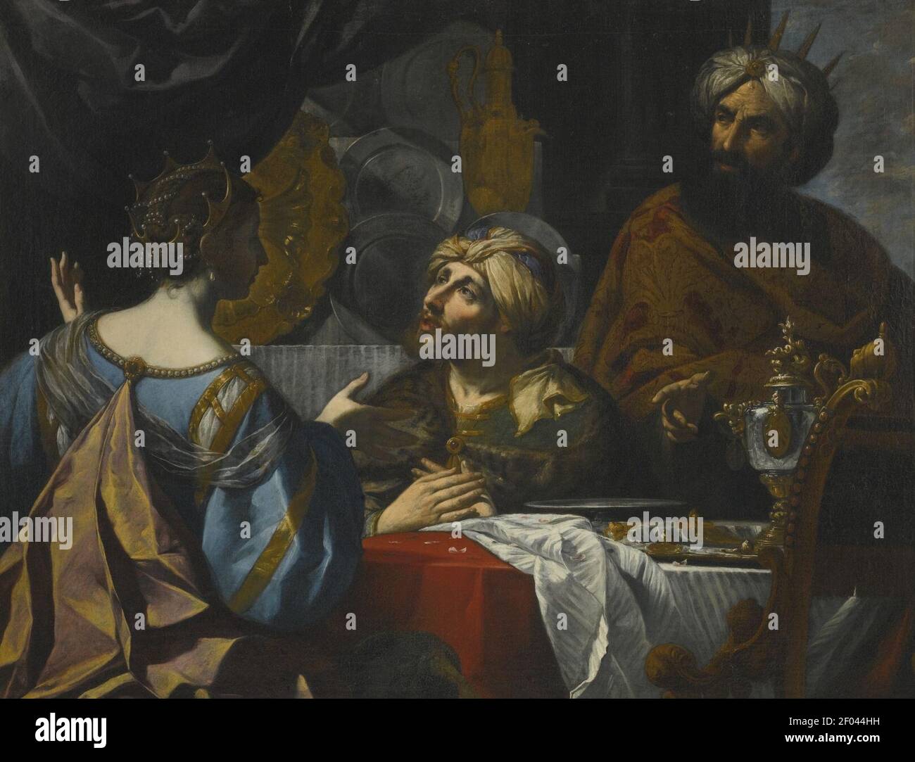 Pietro Paolini - The Intercession of Esther with King Ahasuerus and Haman. Stock Photo