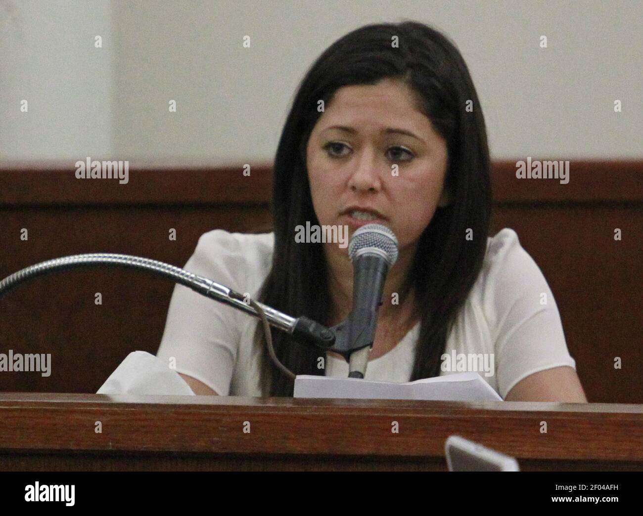 Laura Dobson, Clint Dobson's widow, reads her victim's impact statement, Tuesday, October 16