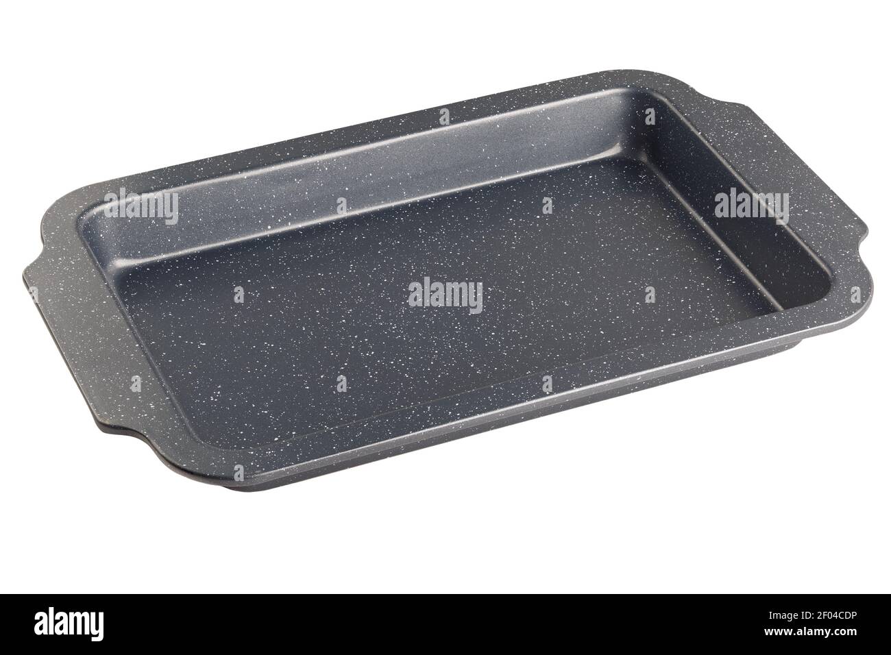cheap thin oven-tray isolated on white background, new and empty Stock Photo