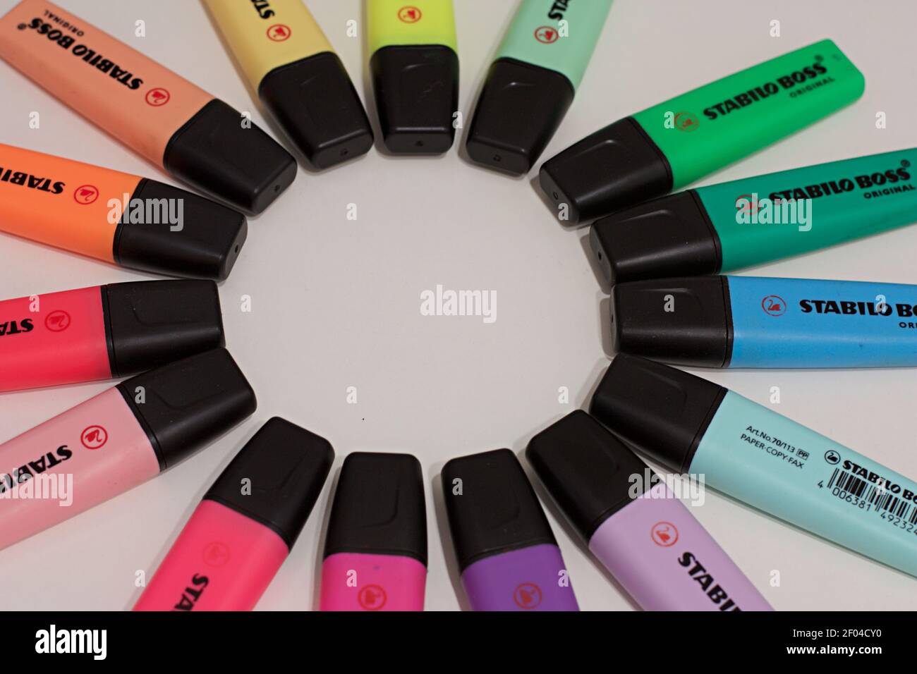 Colored Highlighter disposed in a circle Stock Photo