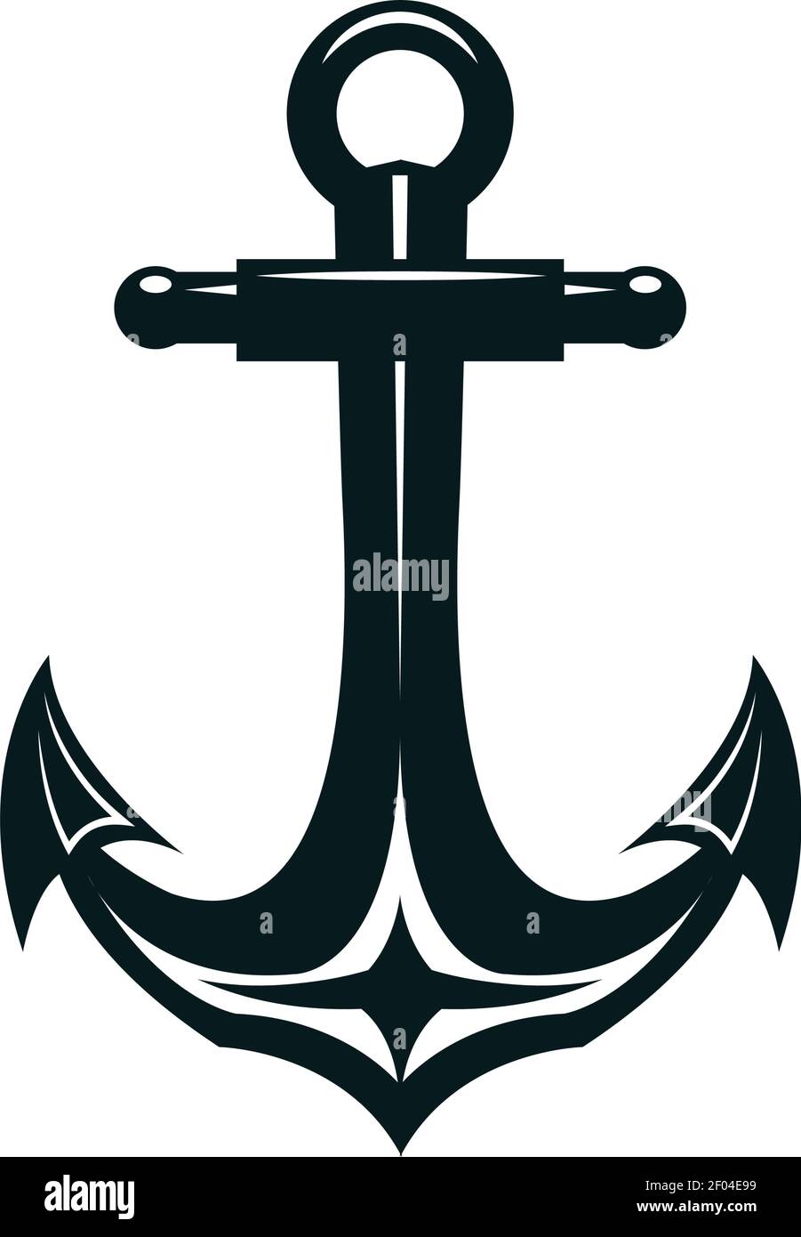 Marine anchor silhouette vector illustration. Navy, ocean fleet, harbor  hand drawn monocolor symbol. Heavy steel nautical anchor monochrome badge.  Sai Stock Vector Image & Art - Alamy