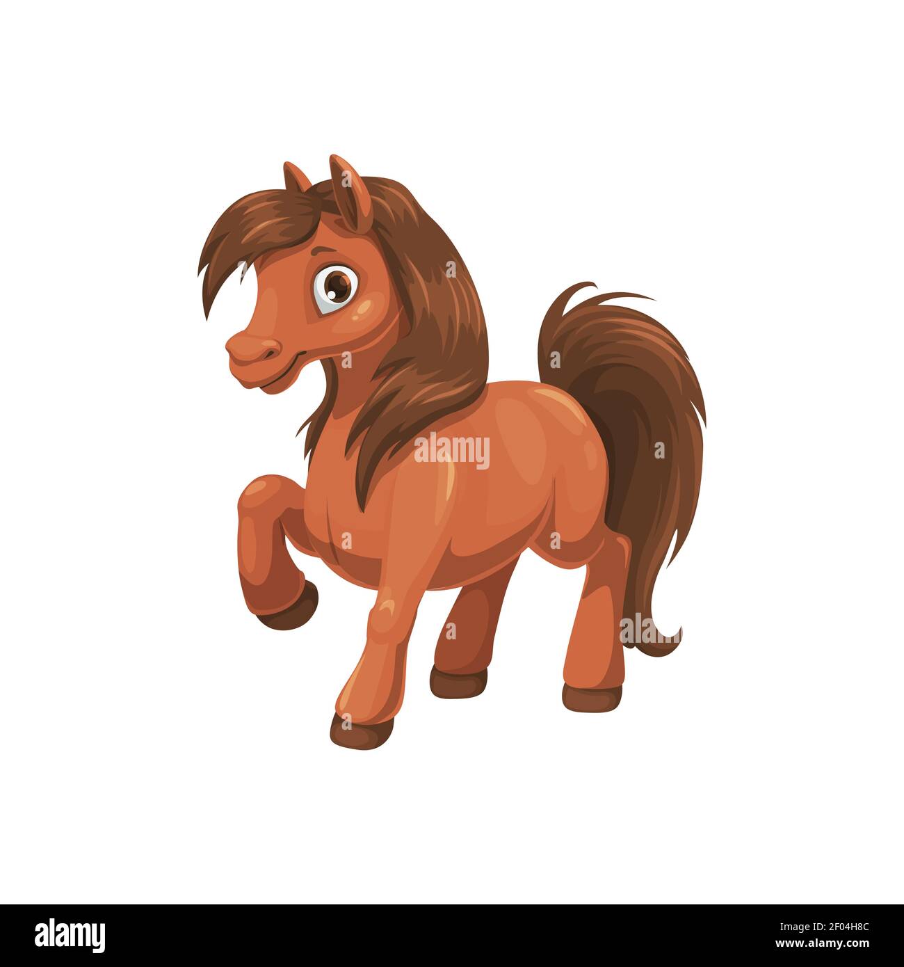 Cartoon horse chinese horoscope animal, mascot symbol, isolated china