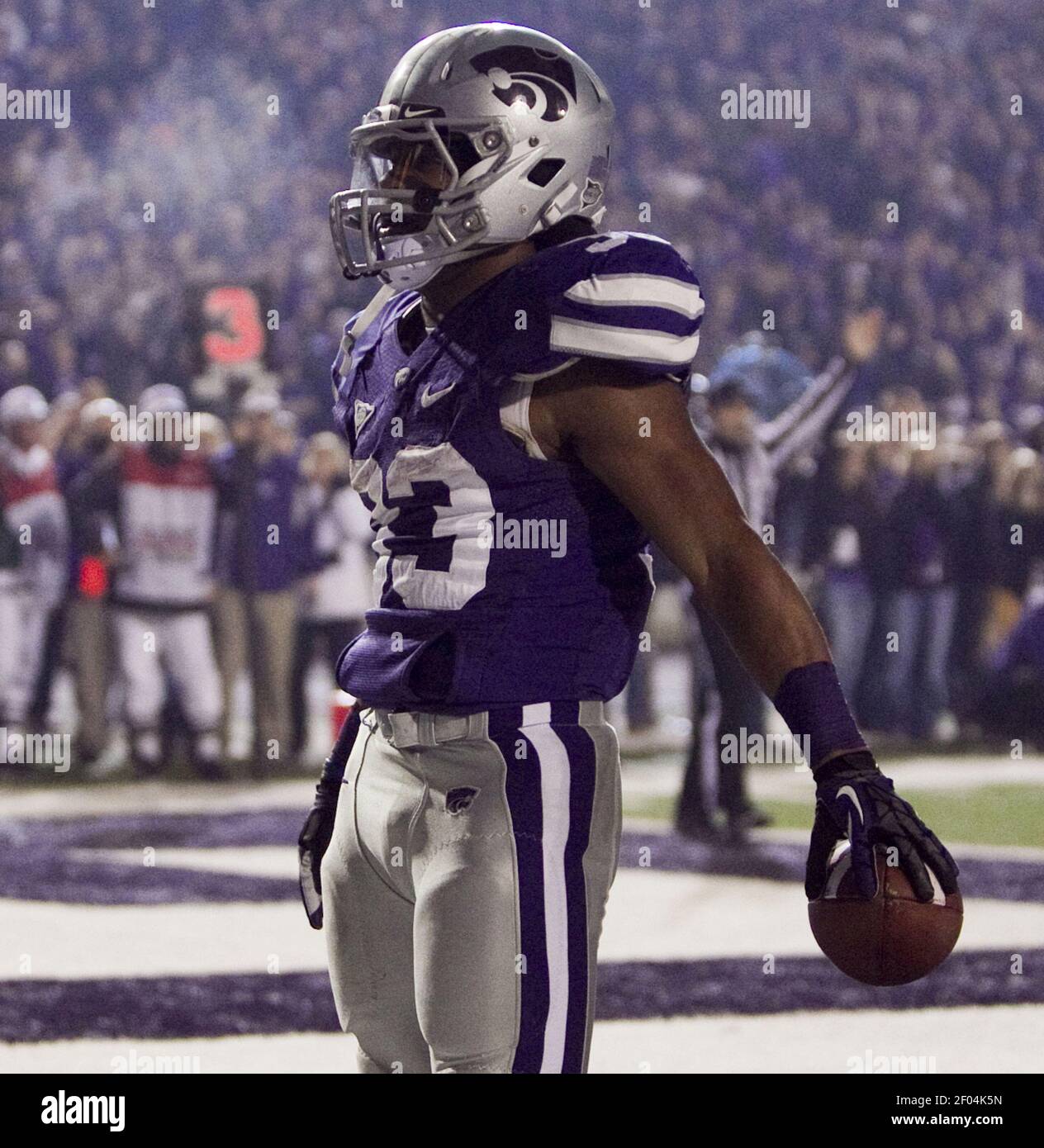 Kansas State running back John Hubert (33) strikes a pose in the  