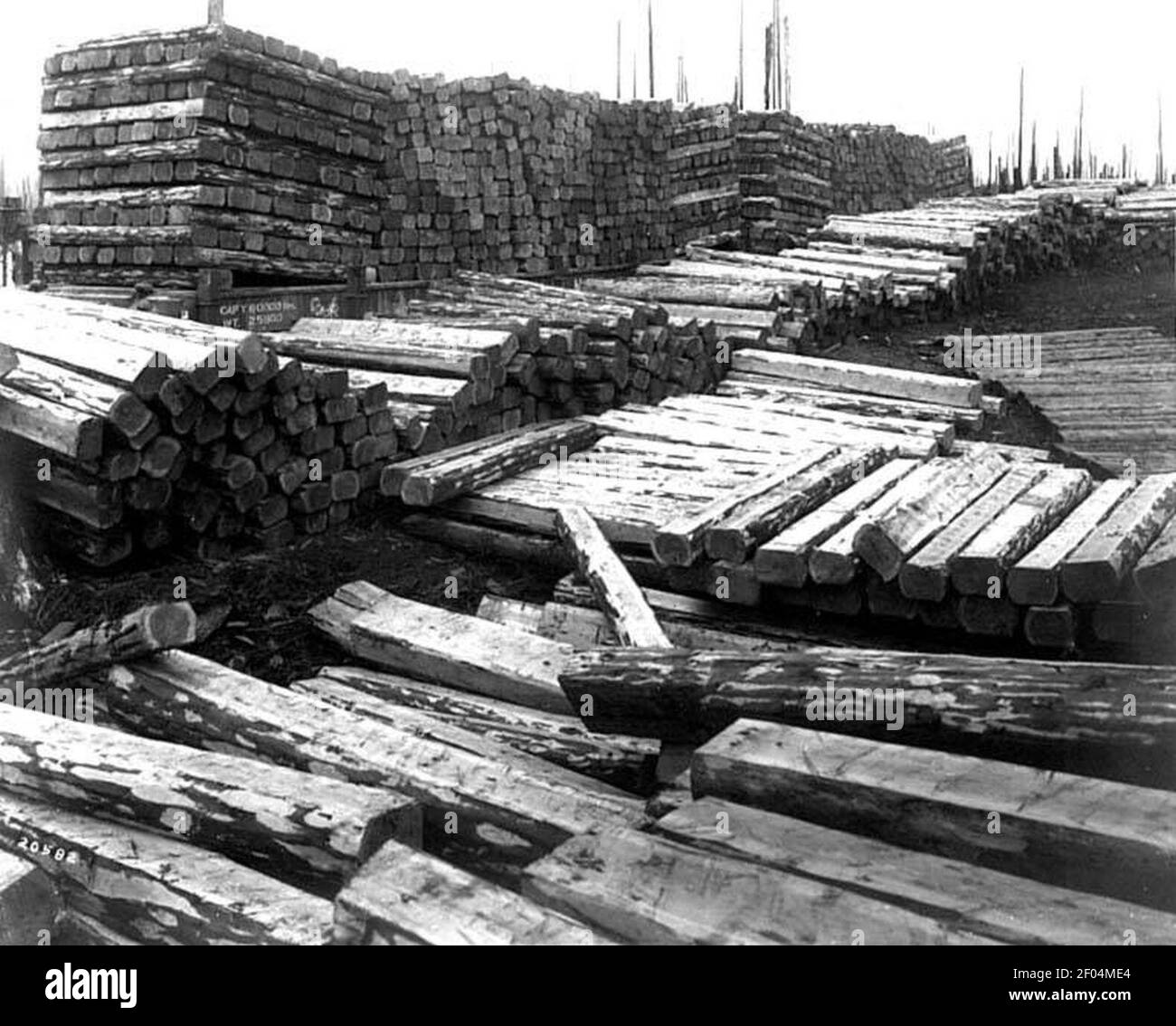 Piles of railroad ties Stock Photo Alamy