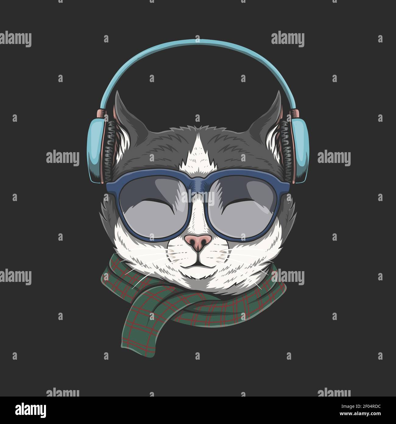 Cat Wears headphones illustration for your company or brand Stock Vector  Image & Art - Alamy