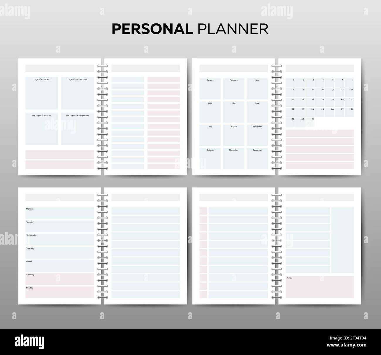 Vector templates for business planning with calendar Stock Vector