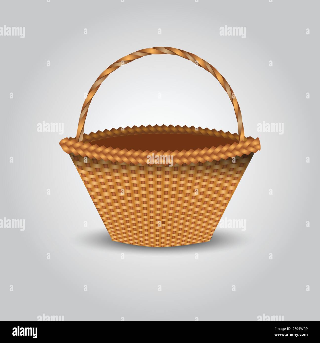 bamboo basket isolated white background. vector illustration Stock Vector
