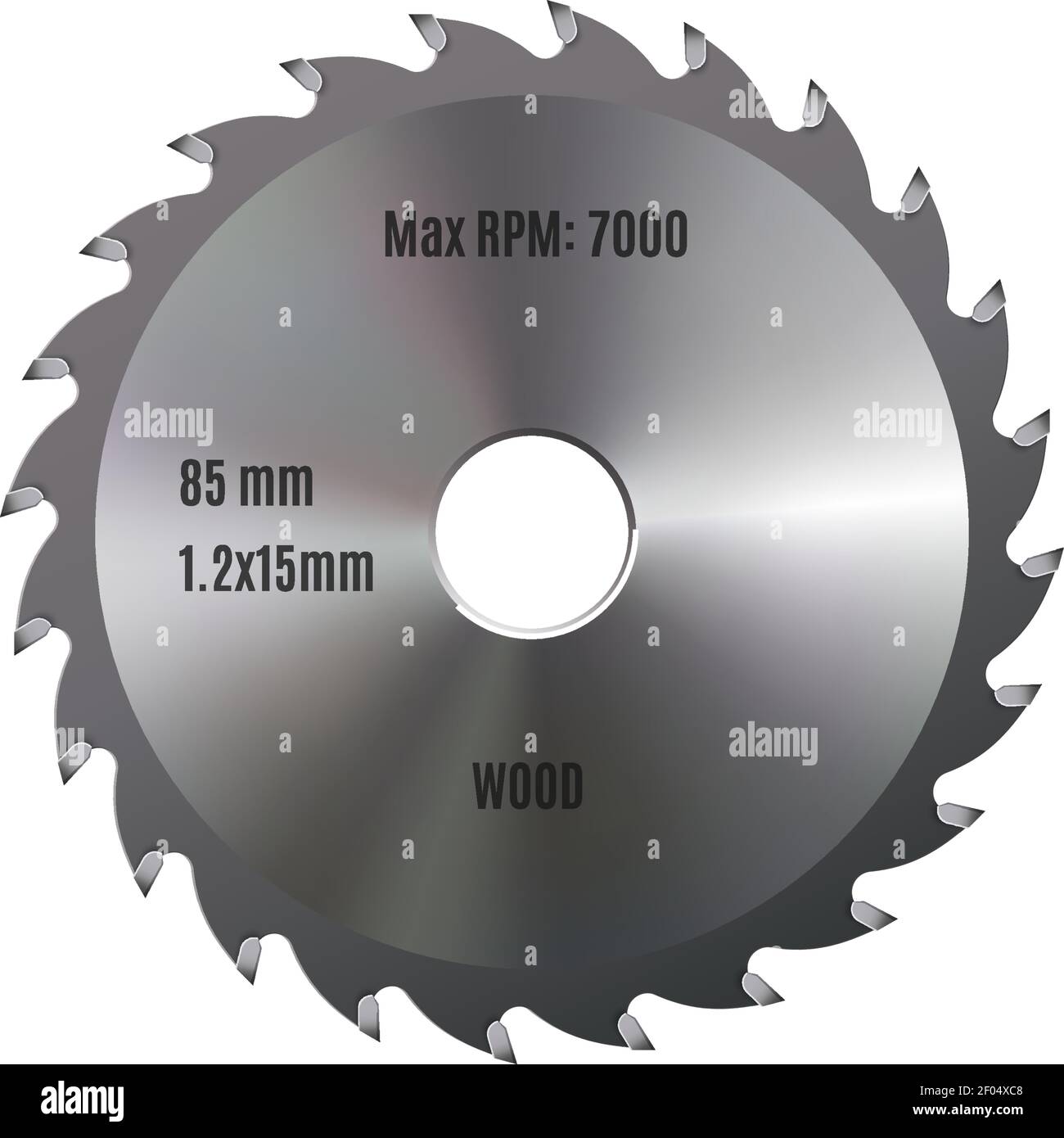 Sharp disk with edges isolated circular saw to cut wood. Vector