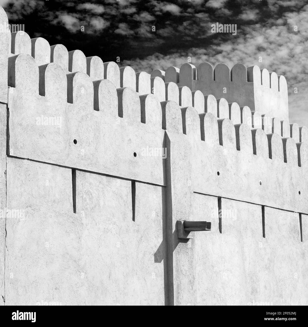 In oman muscat the old defensive fort battlesment sky and star brick ...