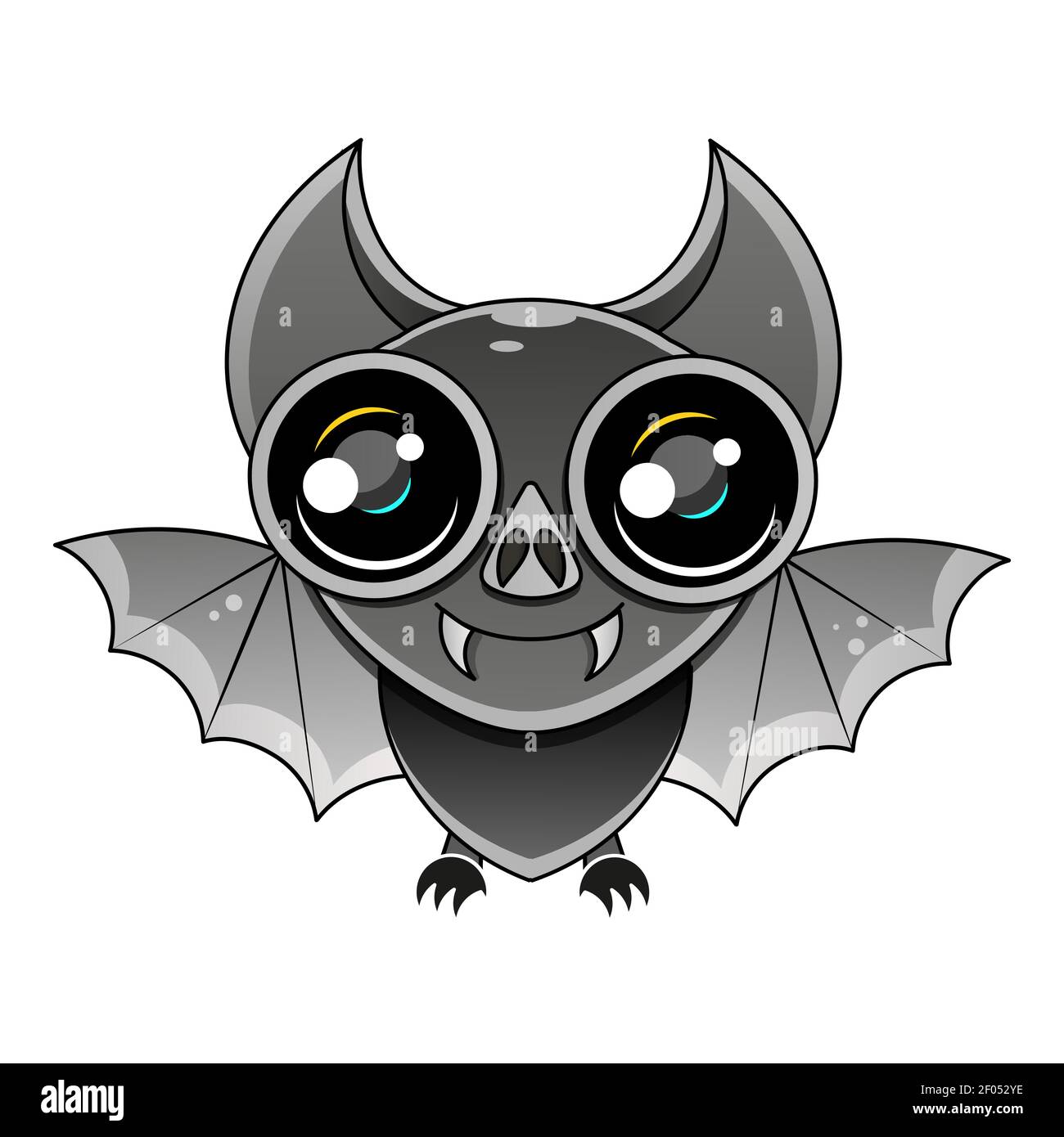 vector Illustration of Cute Cartoon Halloween bat flying Stock Vector ...